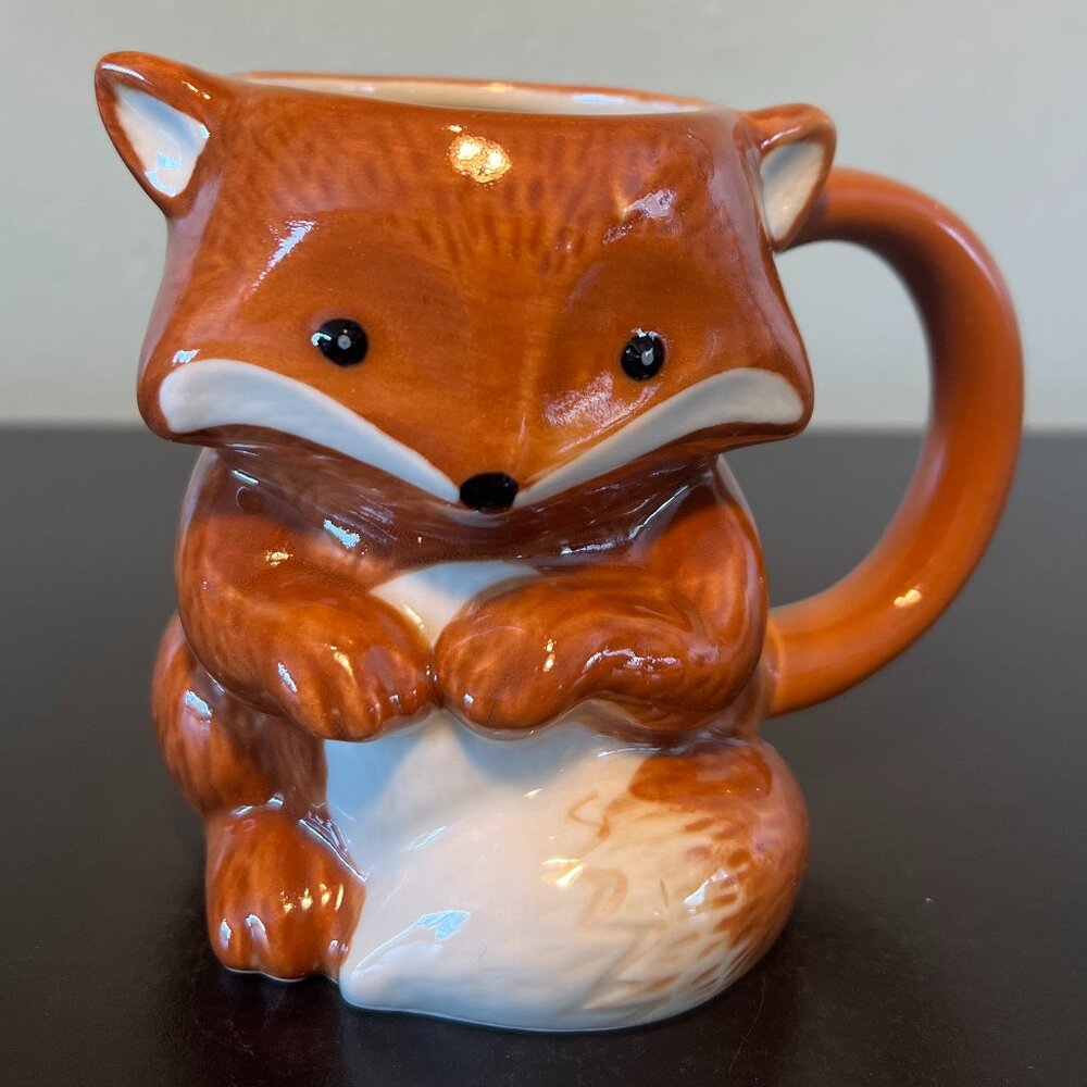 Threshold Fox Mug NWT Stoneware 3D Sculpted Red Cream New Ceramic Coffee 10oz